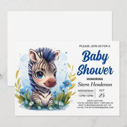 Elegant Zebra Safari Surprise Baby shower Kaart (Voorkant / Achterkant)