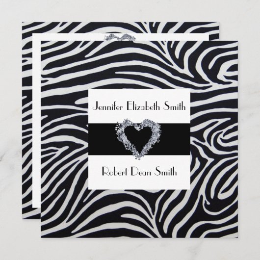 Elegant Zebra Stripe Wedding Invitation Kaart (Voorkant / Achterkant)