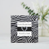Elegant Zebra Stripe Wedding Invitation Kaart (Staand voorkant)