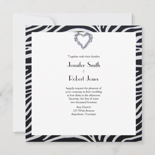 Elegant Zebra Stripe Wedding Invitation Kaart (Achterkant)