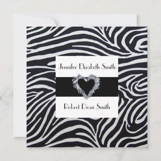 Elegant Zebra Stripe Wedding Invitation Kaart (Voorkant)