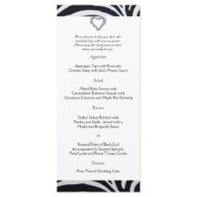 Elegant Zebra Stripe Wedding Menu