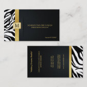 Elegant Zebra Stripes met zwart en goud Visitekaartje (Voorkant / Achterkant)