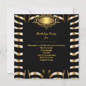 Elegant Zebra Wild Gold Black Birthday Party Kaart (Achterkant)