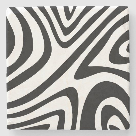 Elegant zebrapatroon Zwart Wit Modern abstract Stenen Onderzetter (Voorkant)