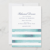 Elegant Zee Aqua Stripes Nautische repetitie diner Kaart (Voorkant)