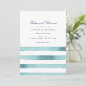 Elegant Zee Aqua Stripes Nautische repetitie diner Kaart (Staand voorkant)