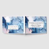 *~* Elegant Zee Blauw Roze Waterverf Paint Wedding Gastenboek (Volledig)
