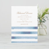 Elegant Zee Blauwe Strepen Nautische repetitie Din Kaart (Staand voorkant)