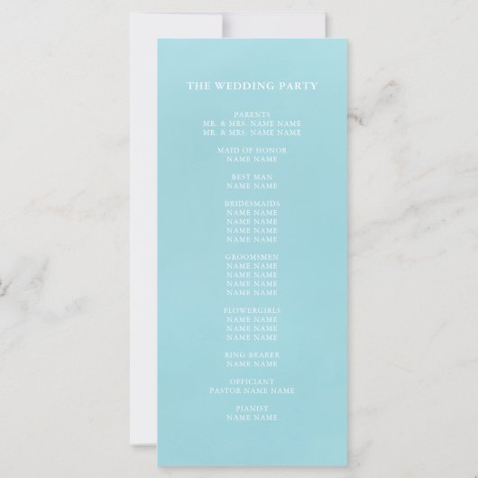 Elegant Zee Glas Blauwgroen Monogram Trouwprogramm (Achterkant)