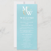 Elegant Zee Glas Blauwgroen Monogram Trouwprogramm (Voorkant)