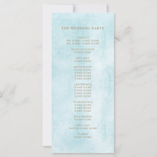 Elegant Zee Glas Blauwgroen Monogram Trouwprogramm (Achterkant)