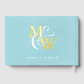 Elegant Zee Glas Blauwgroen Trouwgoud Gastenboek (Achterkant)