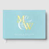 Elegant Zee Glas Blauwgroen Trouwgoud Gastenboek (Voorkant)