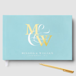 Elegant Zee Glas Blauwgroen Trouwgoud Gastenboek