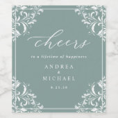 Elegant Zee Glass Green Wedding Wine Wijn Etiket (Enkel label)