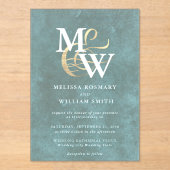 Elegant Zee Glass Monogram Gold Ampersand Wedding Acryl Uitnodigingen (Voorkant)