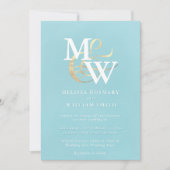 Elegant Zee Glass Monogram Gold Ampersand Wedding Kaart (Voorkant)