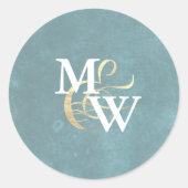 Elegant Zee Glass Monogram Gold Ampersand Wedding Ronde Sticker (Voorkant)