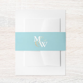 Elegant Zee Glass Monogram Gold Ampersand Wedding Uitnodigingen Wikkel