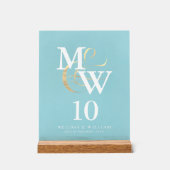 Elegant Zee Glass Monogram Trouwtafel Nummer Acryl Bord (Voorkant)