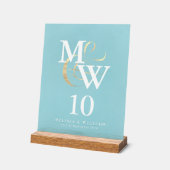 Elegant Zee Glass Monogram Trouwtafel Nummer Acryl Bord (Hoek)