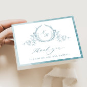 Elegant Zee Glass Monogrammed, Waterverf bruiloft Bedankkaart