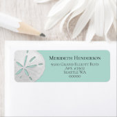 Elegant Zee Glass & Sand Dollars Beach Wedding Etiket (Insitu)