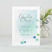 Elegant Zee Glass Waterverf Boho Wedding Invitati Kaart (Staand voorkant)