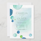 Elegant Zee Glass Waterverf Boho Wedding Invitati Kaart (Voorkant)