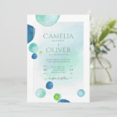 Elegant Zee Glass Waterverf Boho Wedding Invitati Kaart (Staand voorkant)