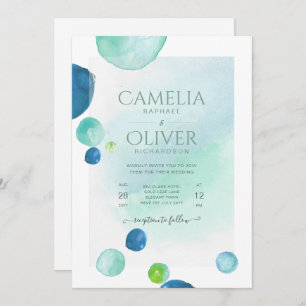 Elegant Zee Glass Waterverf Boho Wedding Invitati Kaart