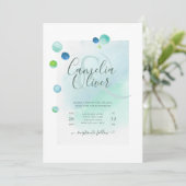 Elegant Zee Glass Waterverf Boho Wedding Invitati Kaart (Staand voorkant)