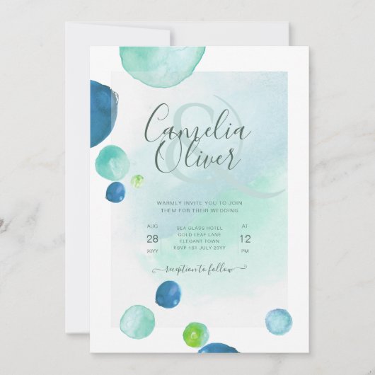 Elegant Zee Glass Waterverf Boho Wedding Kaart (Voorkant)