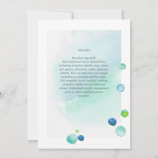 Elegant Zee Glass Waterverf Boho Wedding Kaart (Achterkant)