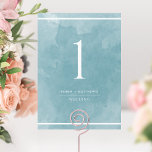 Elegant Zee Glass Waterverf Table Number<br><div class="desc">Help uw gasten hun lijst met dit elegante de lijstaantal van de waterverf van het zee van glas vinden. Dubbele kaarten. Voortreffelijke zee waterverf wasachtergrond en witte tekst. NOTA: te plaatsen gelieve een individuele orde voor elk lijstaantal u wenst (d.w.z. voor een gebeurtenis met drie lijsten, zou u met lijst...</div>