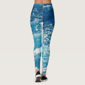Elegant Zee golven blauw oceaanpatroon Leggings (Achterkant)