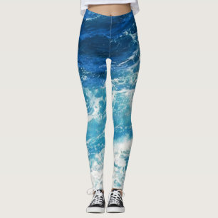 Elegant Zee golven blauw oceaanpatroon Leggings