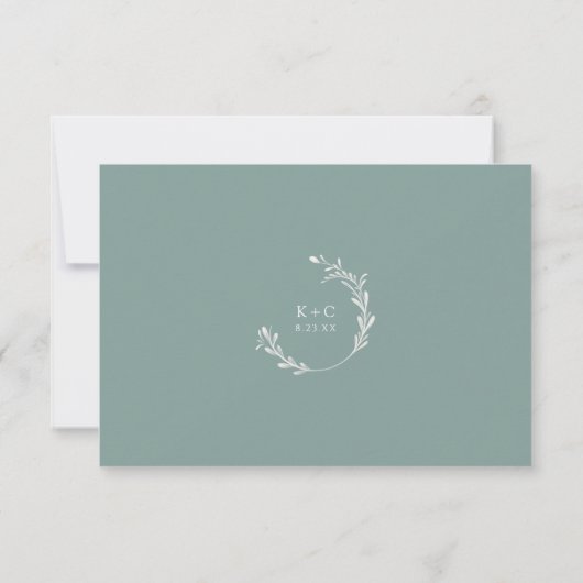 Elegant Zee Green  Classic Wedding RSVP Kaartje (Achterkant)