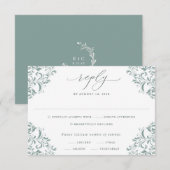 Elegant Zee Green  Classic Wedding RSVP Kaartje (Voorkant / Achterkant)