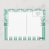 Elegant Zee Green Damask met je Monogram Briefkaart (Achterkant)