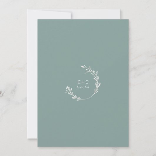 Elegant  Zee Green Wedding Invitation Kaart (Achterkant)