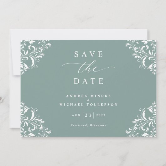 Elegant Zee Green Wedding  Save The Date (Voorkant)