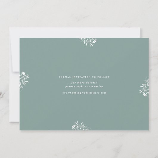 Elegant Zee Green Wedding  Save The Date (Achterkant)