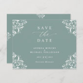 Elegant Zee Green Wedding  sparen de Datum Save The Date (Voorkant / Achterkant)