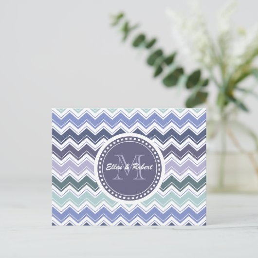 Elegant Zee Greens and Blues Chevron ZigZag Waves Briefkaart (Staand voorkant)