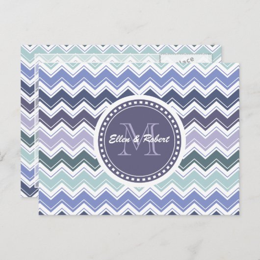 Elegant Zee Greens and Blues Chevron ZigZag Waves Briefkaart (Voorkant / Achterkant)