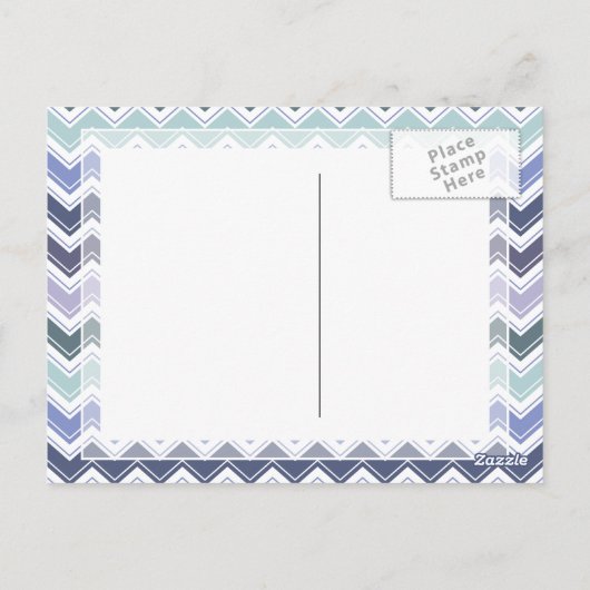 Elegant Zee Greens and Blues Chevron ZigZag Waves Briefkaart (Achterkant)
