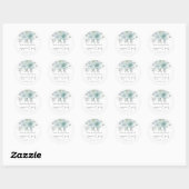 Elegant Zee Mist Blauwgroen Blue Floral Engagement Ronde Sticker (Vel)