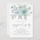 Elegant Zee Mist Blauwgroen Florals Engagement Par Kaart (Voorkant)